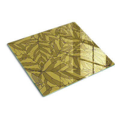 Glass chopping board Leaves in shades of gold