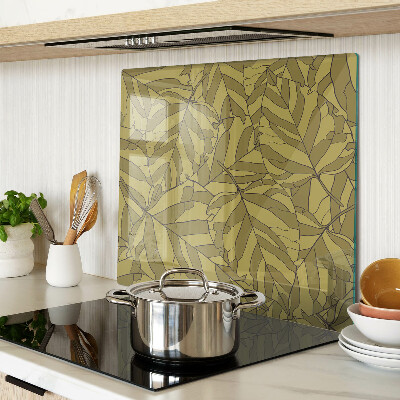Glass chopping board Leaves in shades of gold