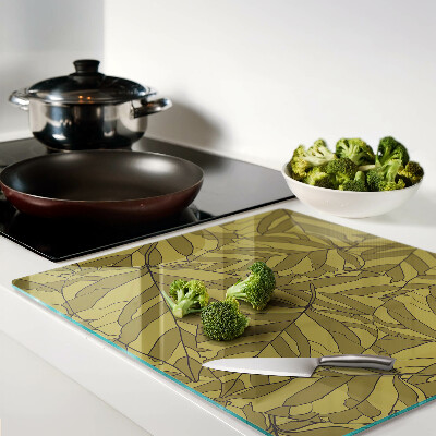 Glass chopping board Leaves in shades of gold