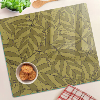 Glass chopping board Leaves in shades of gold