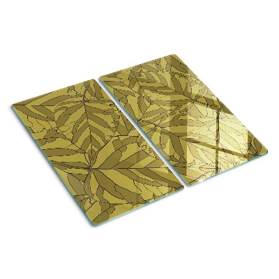 Glass chopping board Leaves in shades of gold