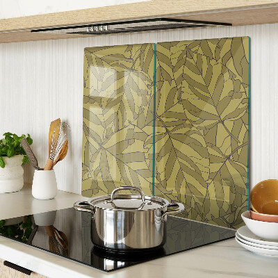 Glass chopping board Leaves in shades of gold