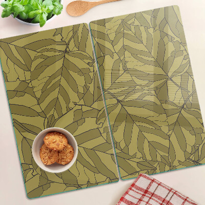 Glass chopping board Leaves in shades of gold
