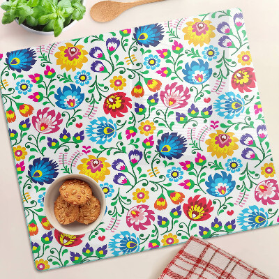 Glass kitchen board Floral folk pattern