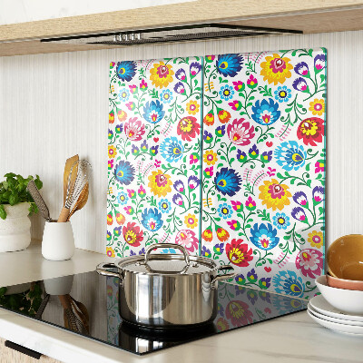 Glass kitchen board Floral folk pattern