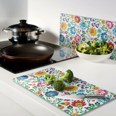 Glass kitchen board Floral folk pattern