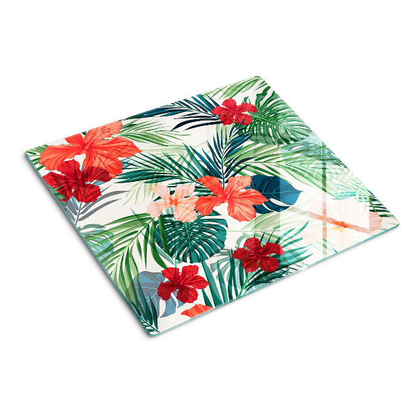 Glass chopping board Tropical plant motif with flowers