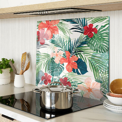 Glass chopping board Tropical plant motif with flowers