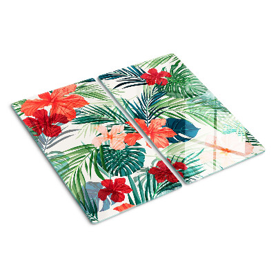 Glass chopping board Tropical plant motif with flowers