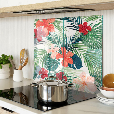 Glass chopping board Tropical plant motif with flowers