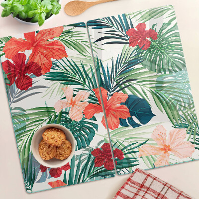Glass chopping board Tropical plant motif with flowers