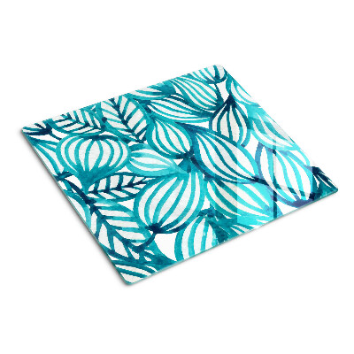 Glass chopping board Leaves in shades of turquoise