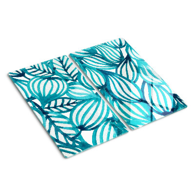 Glass chopping board Leaves in shades of turquoise