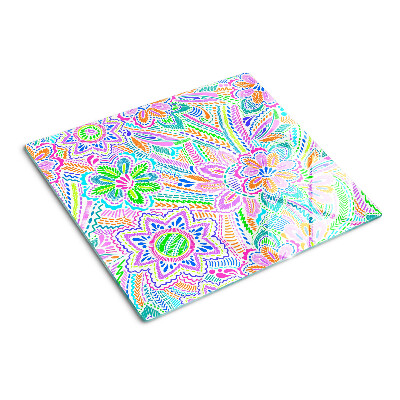 Glass chopping board Floral pattern in boho style