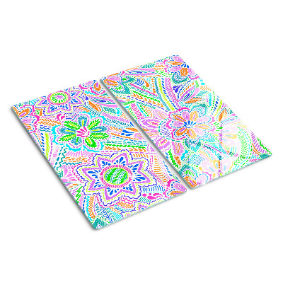 Glass chopping board Floral pattern in boho style