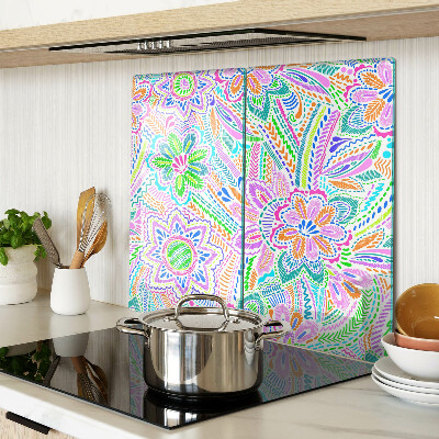 Glass chopping board Floral pattern in boho style