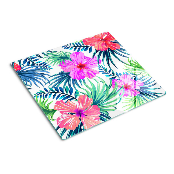 Glass kitchen board Floral tropical motif