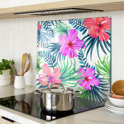 Glass kitchen board Floral tropical motif
