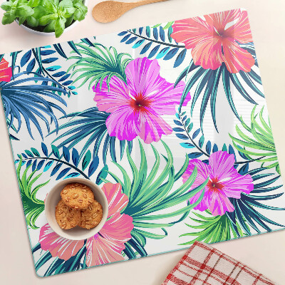 Glass kitchen board Floral tropical motif