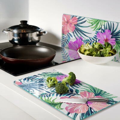 Glass kitchen board Floral tropical motif