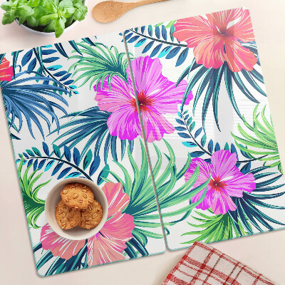 Glass kitchen board Floral tropical motif