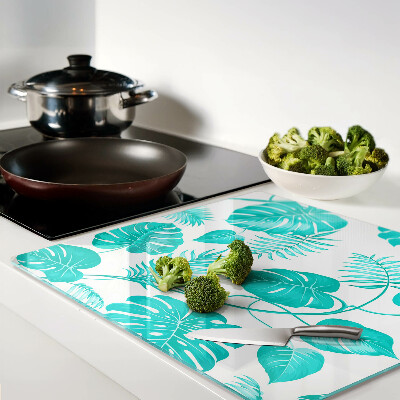 Glass chopping board Tropical leaves in shades of green