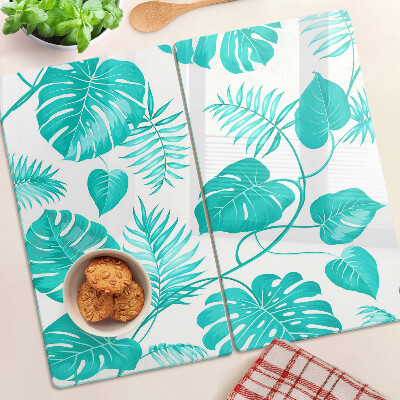 Glass chopping board Tropical leaves in shades of green