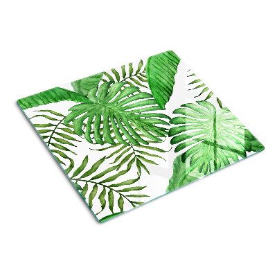 Glass kitchen board Tropical leaves in shades of green
