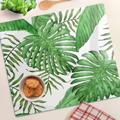 Glass kitchen board Tropical leaves in shades of green