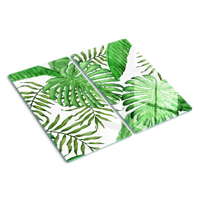 Glass kitchen board Tropical leaves in shades of green