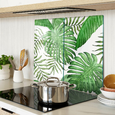 Glass kitchen board Tropical leaves in shades of green