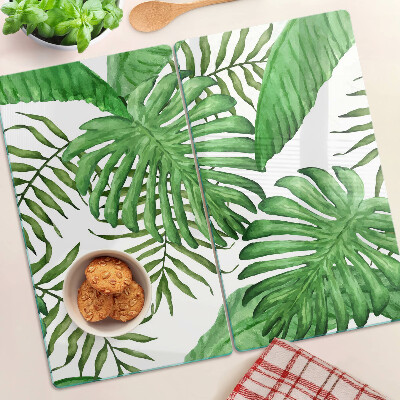 Glass kitchen board Tropical leaves in shades of green