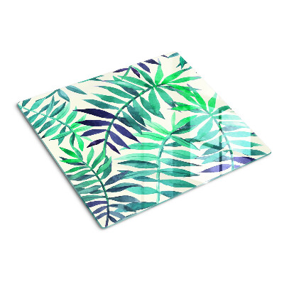 Glass kitchen board Palm leaves in watercolor style