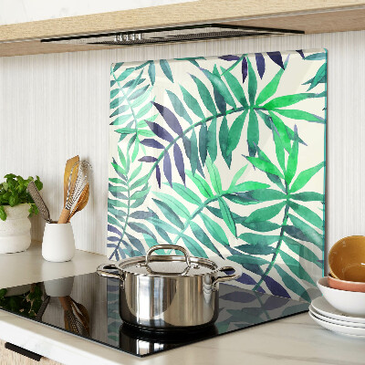 Glass kitchen board Palm leaves in watercolor style