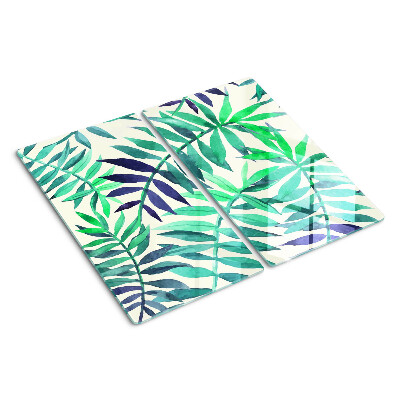 Glass kitchen board Palm leaves in watercolor style
