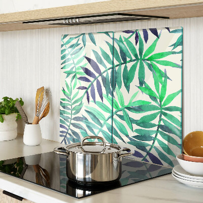 Glass kitchen board Palm leaves in watercolor style