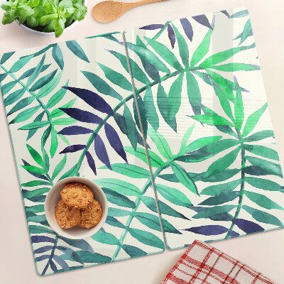 Glass kitchen board Palm leaves in watercolor style