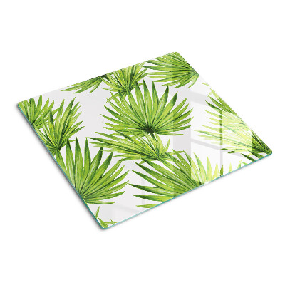 Glass chopping board Palm leaves in shades of green