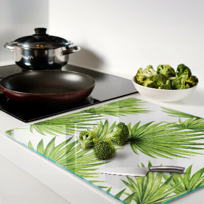 Glass chopping board Palm leaves in shades of green