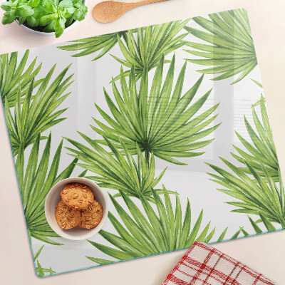 Glass chopping board Palm leaves in shades of green