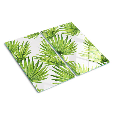 Glass chopping board Palm leaves in shades of green