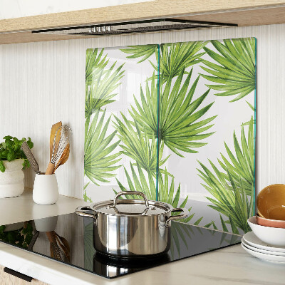 Glass chopping board Palm leaves in shades of green
