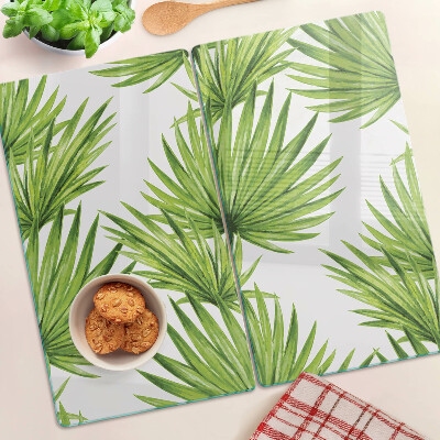 Glass chopping board Palm leaves in shades of green