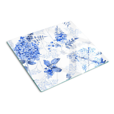 Glass chopping board Flowers in shades of blue