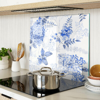 Glass chopping board Flowers in shades of blue