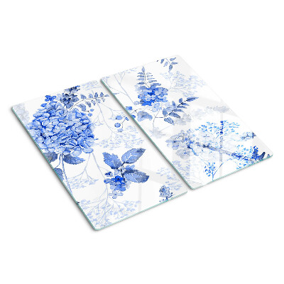 Glass chopping board Flowers in shades of blue