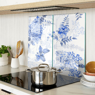 Glass chopping board Flowers in shades of blue