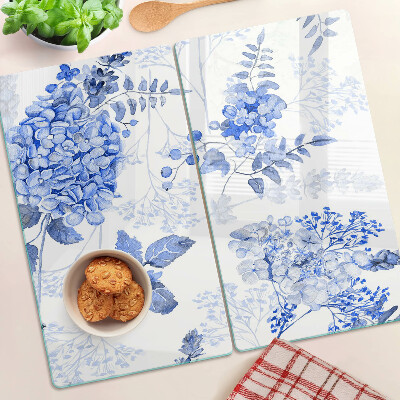 Glass chopping board Flowers in shades of blue
