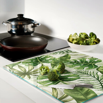 Glass chopping board Tropical leaves