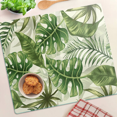 Glass chopping board Tropical leaves